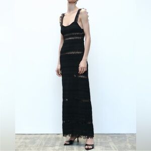NWT Zara Knit Dress with Metallic Thread Black